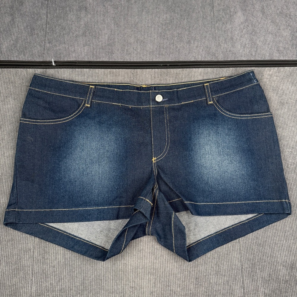 Low Rise Dark Wash Denim Shorts 5 Pocket Sandblasted Small 157901-00-2